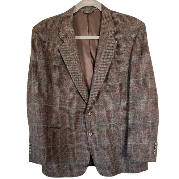 VTG 70s C&R Clothiers Mens Sz 48 Wool Plaid Blazer Sport Coat Union Made USA - Picture 1 of 15